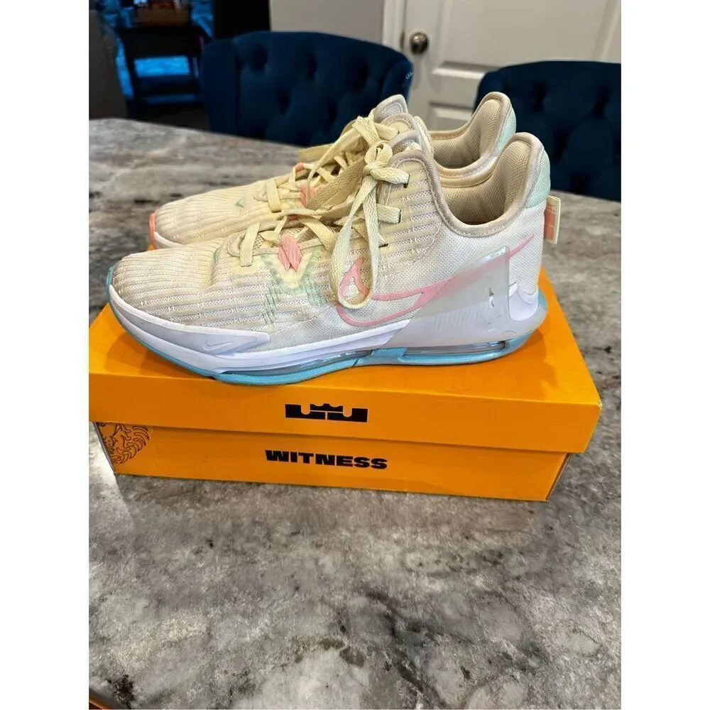 Lebron Witness VI 6 Coconut Milk/Polarized Blue Mens 9 Womens 11